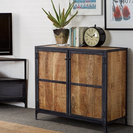 Photo of Romarin compact sideboard in reclaimed wood and metal frame