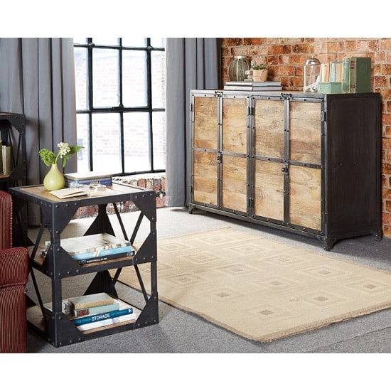 Romarin Wooden Sideboard In Reclaimed Wood And Metal Frame