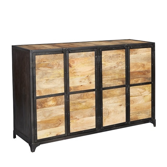 Romarin Wooden Sideboard In Reclaimed Wood And Metal Frame