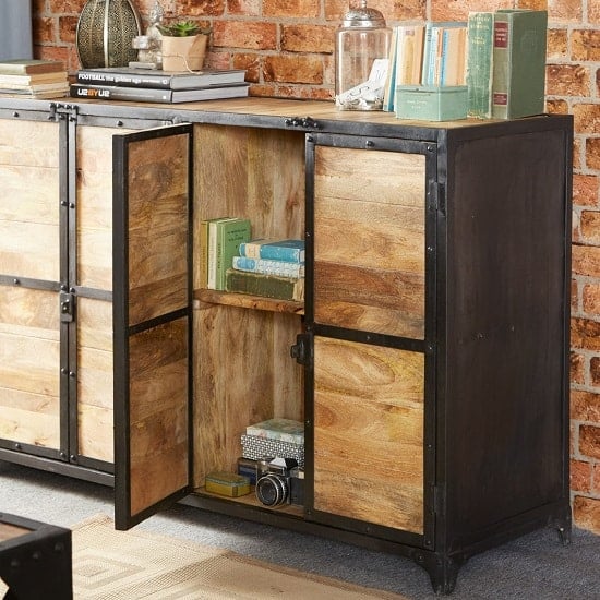 Romarin Wooden Sideboard In Reclaimed Wood And Metal Frame_4