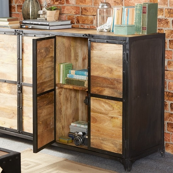 Romarin Wooden Sideboard In Reclaimed Wood And Metal Frame