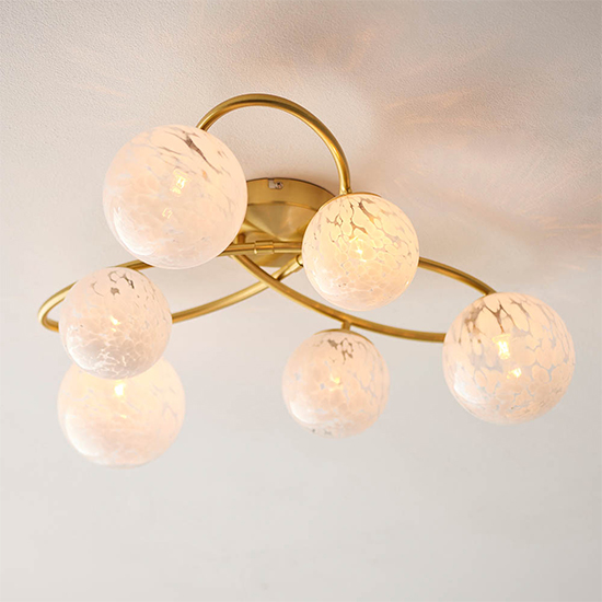 Photo of Rome confetti glass 6 lights semi-flush ceiling light in brass