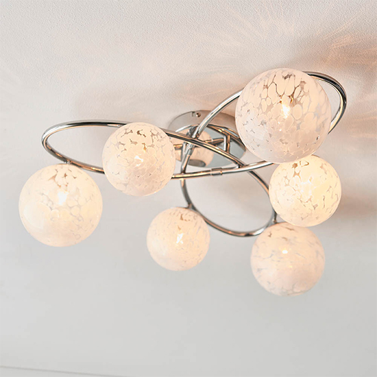 Product photograph of Rome Confetti Glass 6 Lights Semi-flush Ceiling Light In Chrome from Furniture in Fashion