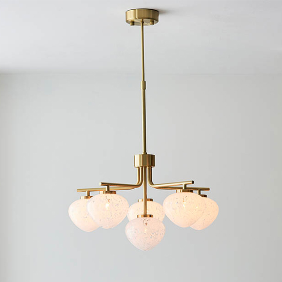 Photo of Rome confetti glass 6 lights ceiling pendant light in brass