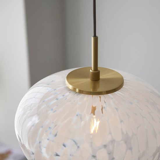 Rome Confetti Glass Single Ceiling Pendant Light In Satin Brass