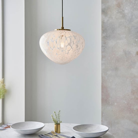 Rome Confetti Glass Single Ceiling Pendant Light In Satin Brass