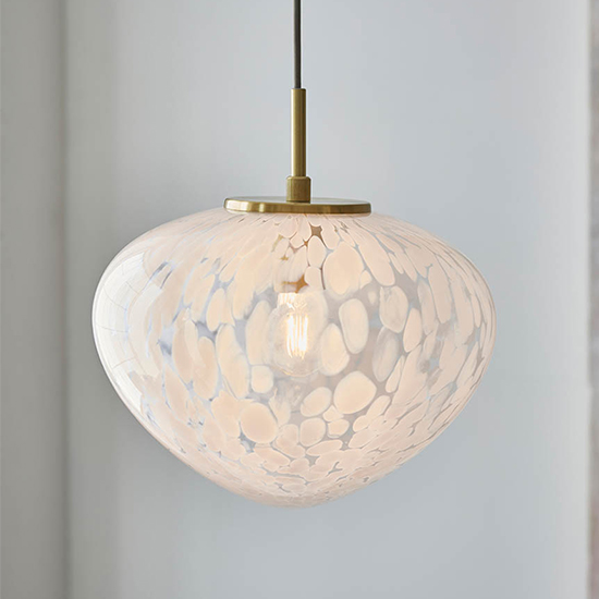 Photo of Rome confetti glass single ceiling pendant light in satin brass