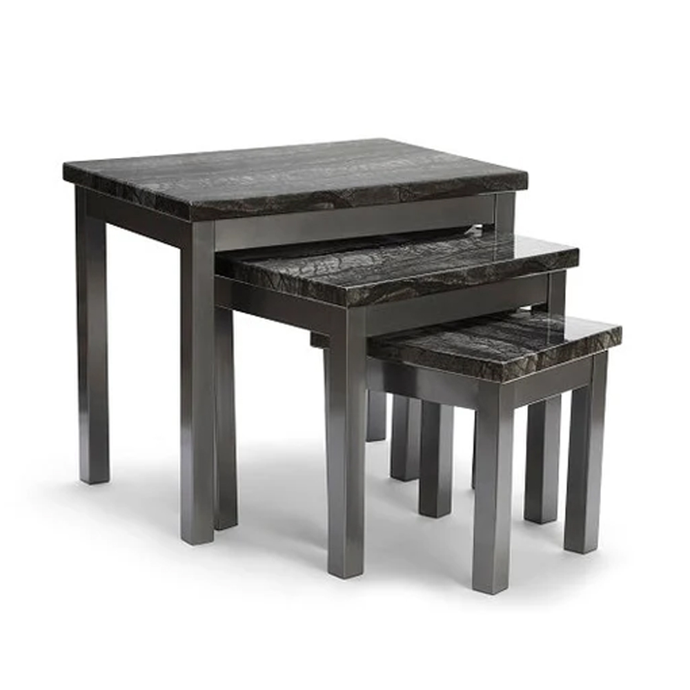 Rome MDF Nest Of 3 Tables In Charcoal Black