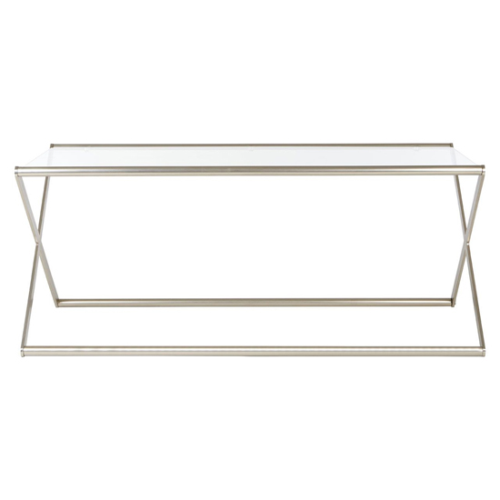 Romelo Clear Glass Coffee Table With Satin Nickel Frame