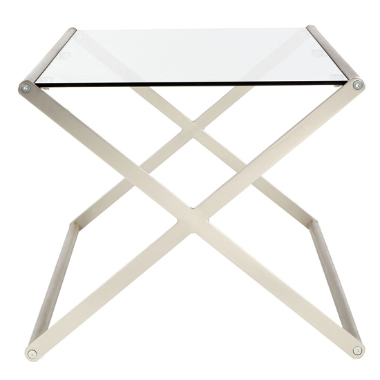 Romelo Clear Glass Coffee Table With Satin Nickel Frame