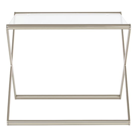 Romelo Clear Glass Side Table With Satin Nickel Frame