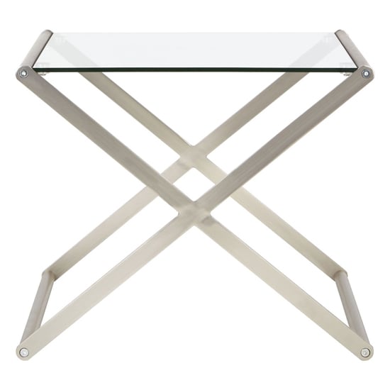 Romelo Clear Glass Side Table With Satin Nickel Frame
