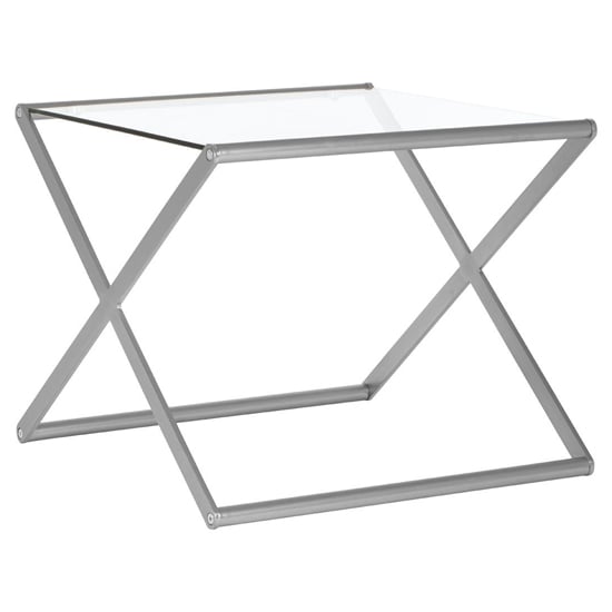 Read more about Romelo clear glass side table with satin nickel frame