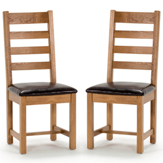 Read more about Romero ladder back natural wooden dining chairs in pair