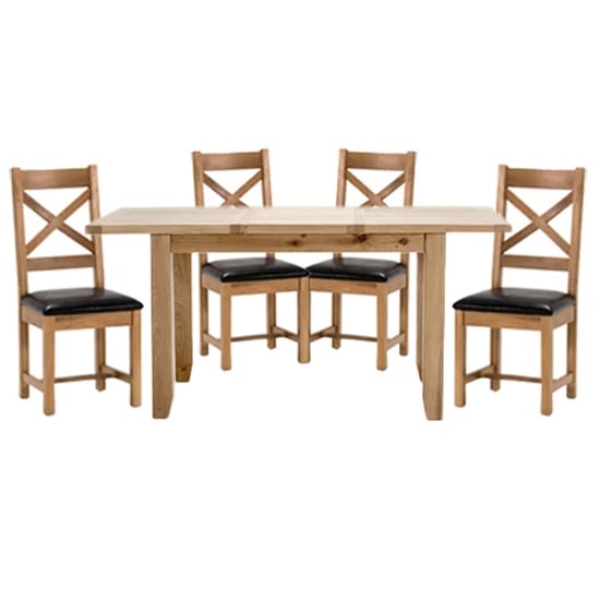 Photo of Romero large extending dining table with 4 cross back chairs