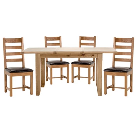 Photo of Romero large extending dining table with 4 ladder back chairs