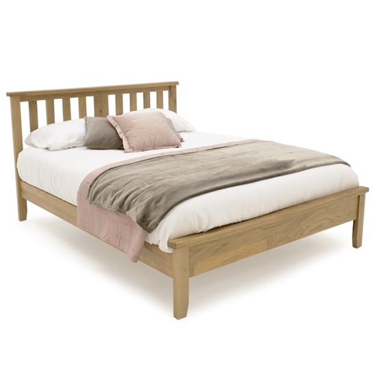 Read more about Romero low footboard wooden double bed in natural