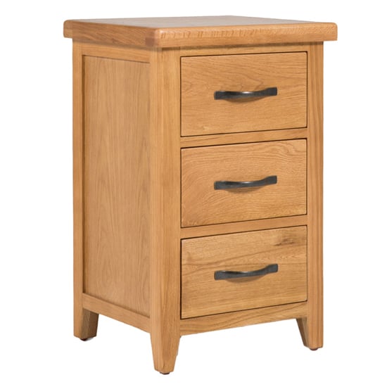 Romero Wooden Bedside Cabinet With 3 Drawers In Natural