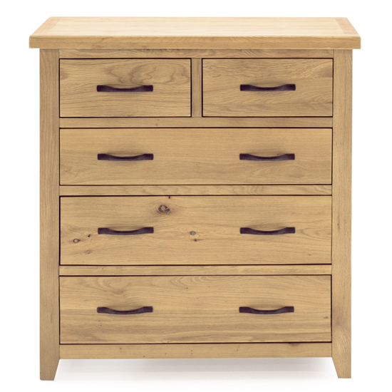 Photo of Romero wooden chest of 5 drawers in natural