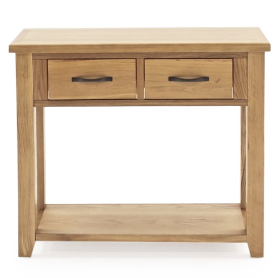 Photo of Romero wooden console table with 2 drawers in natural