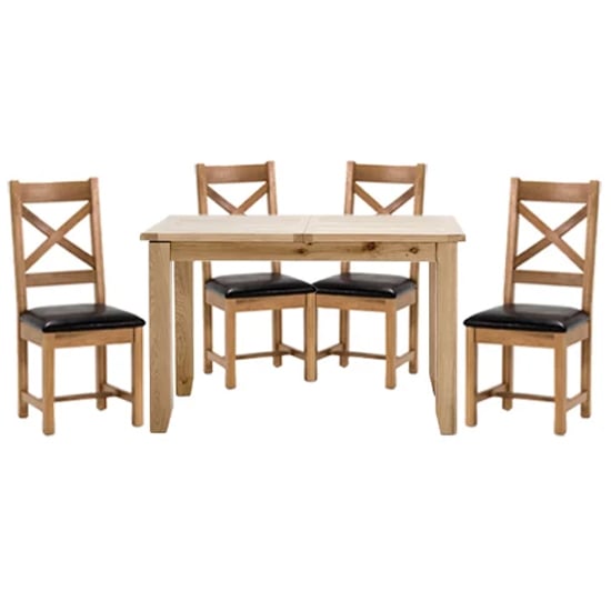 Photo of Romero wooden dining table with 4 cross back chairs