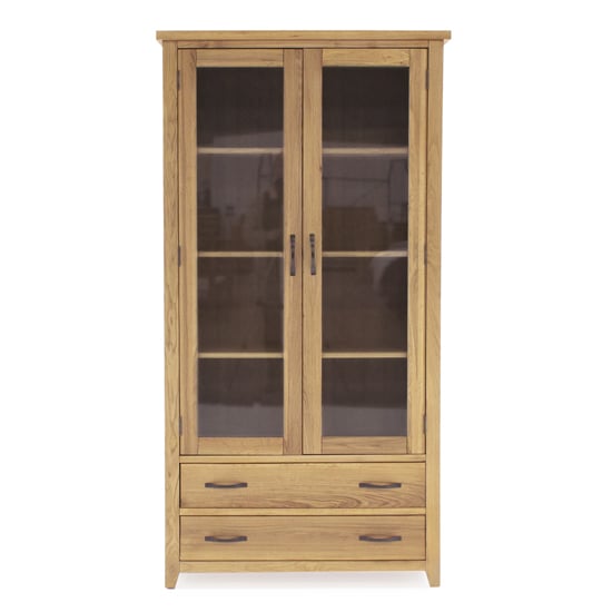 Photo of Romero wooden display cabinet with 2 doors 2 drawers in natural