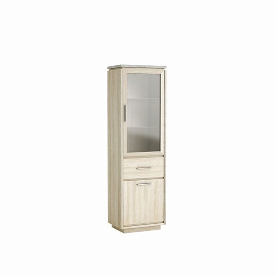 Romford Glass Display Cabinet Narrow In Shannon Oak And Concrete