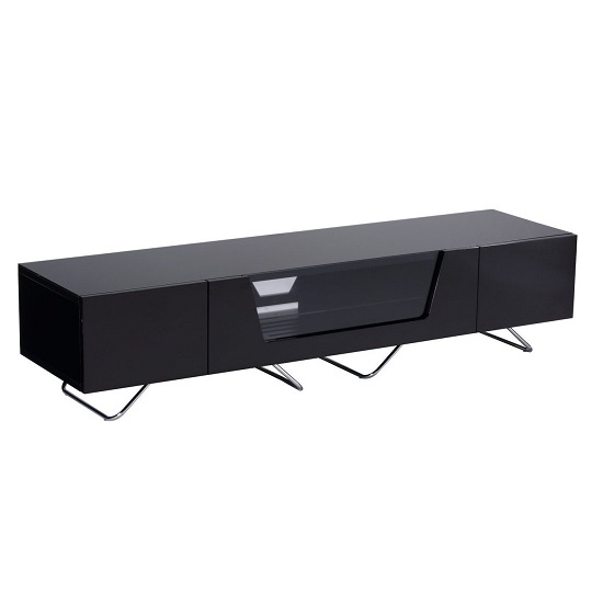 Clutton Large LCD TV Stand In Black With Chrome Base