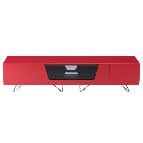 Romi Large LCD TV Stand In Red With Chrome Base Furniture in Fashion