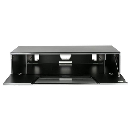 Clutton Medium LCD TV Stand In Grey With Chrome Base