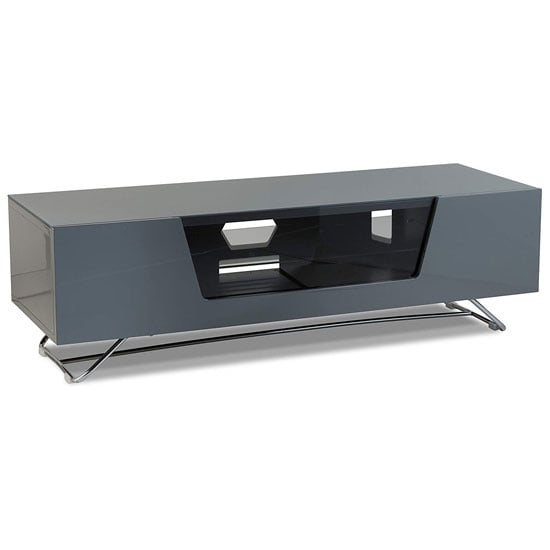 Product photograph of Clutton Medium Lcd Tv Stand In Grey With Chrome Base from Furniture in Fashion