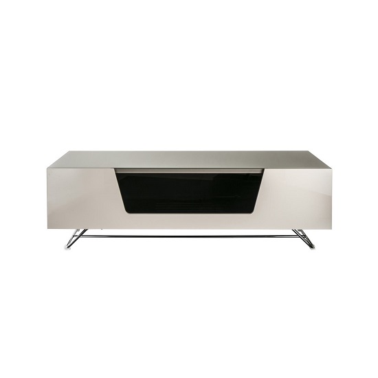Clutton Medium LCD TV Stand In Ivory With Chrome Base_2