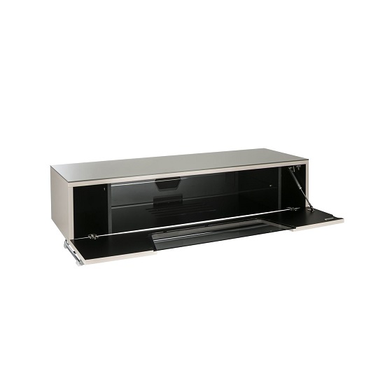 Clutton Medium LCD TV Stand In Ivory With Chrome Base_3