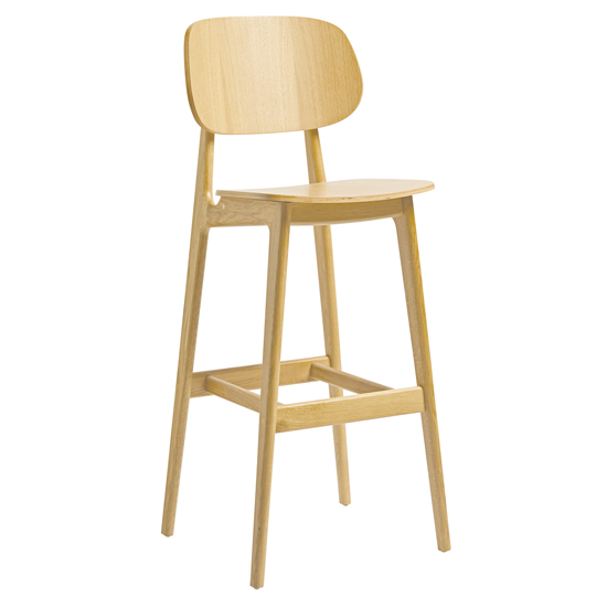 Romney Natural Oak Wooden Bar Stools In Pair