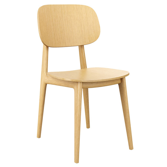 Romney Natural Oak Wooden Dining Chairs In Pair
