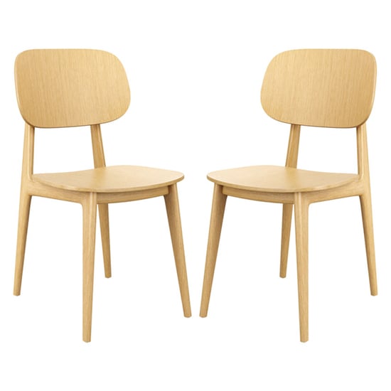 Product photograph of Romney Natural Oak Wooden Dining Chairs In Pair from Furniture in Fashion