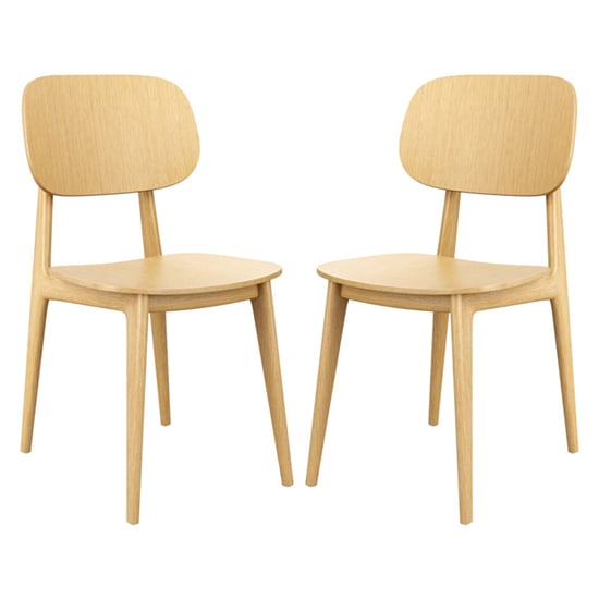 Read more about Romney natural oak wooden dining chairs in pair