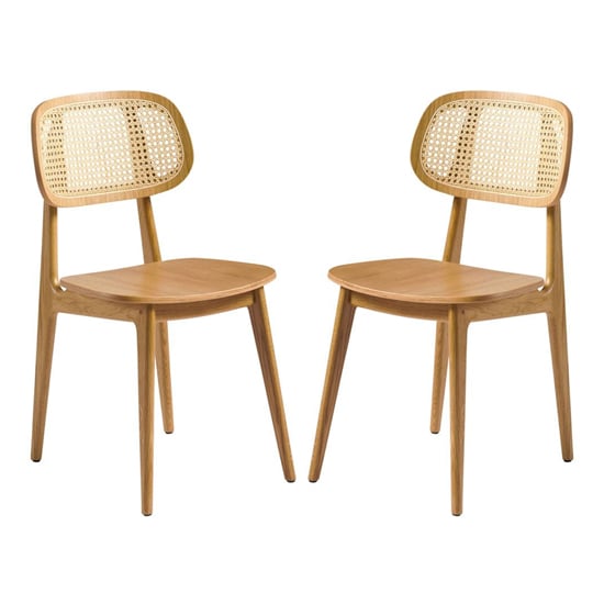 Product photograph of Romney Natural Rattan Wooden Dining Chairs In Pair from Furniture in Fashion