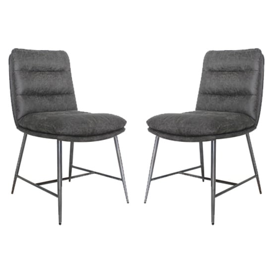 Romy Hickory Fabric Dining Chairs In Pair