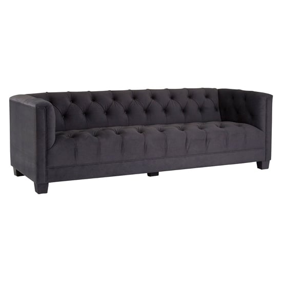 Ronan Upholstered Velvet 3 Seater Sofa In Dark Grey_1
