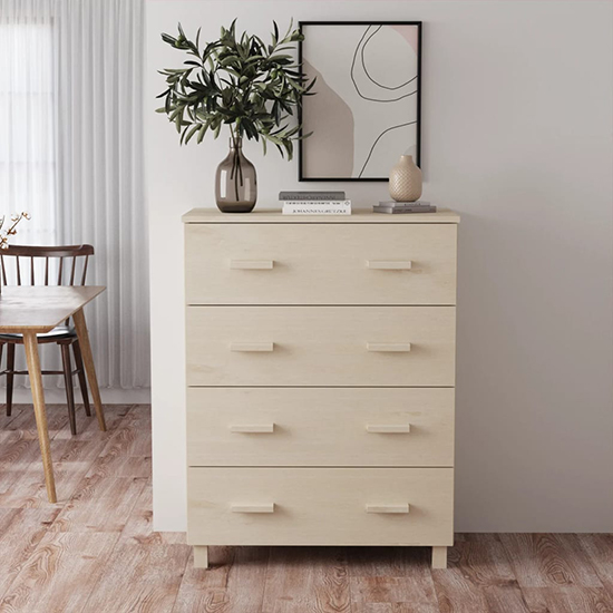 Read more about Ronen pine wood chest of 4 drawers in honey brown