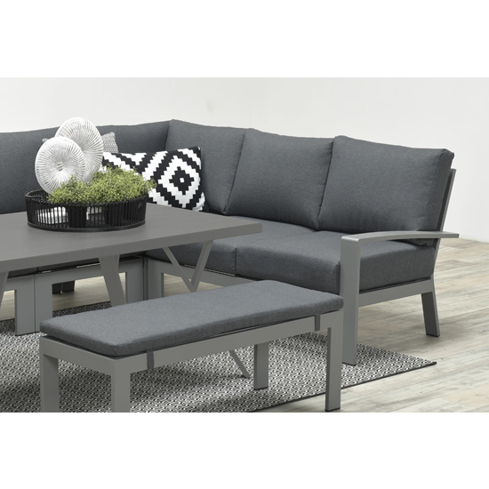 Ronke Large Corner Lounge Sofa With Dining Set In Artic Grey Furniture in Fashion