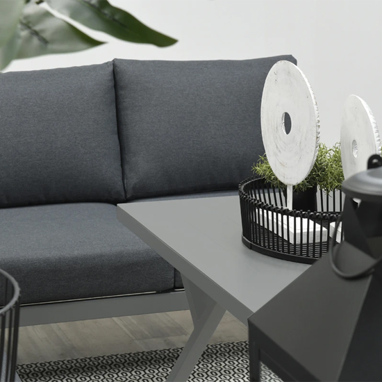 Ronke Large Corner Lounge Sofa With Dining Set In Artic Grey Furniture in Fashion