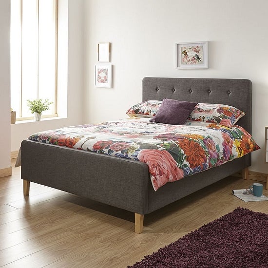 Product photograph of Alkham Double Size Fabric Ottoman Storage Bed In Grey from Furniture in Fashion