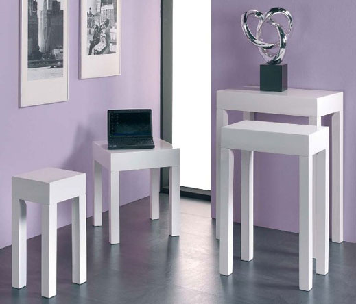 Linea Square Side Table In High Gloss White