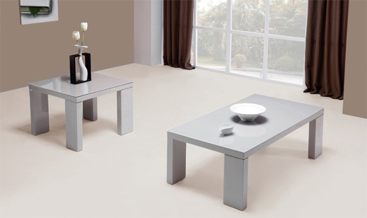 Giovanni Glass Top Coffee Table in Grey With High Gloss Legs