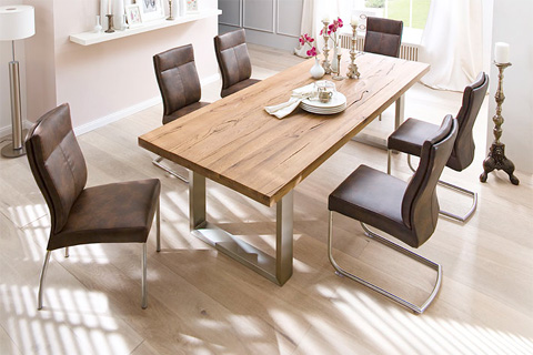 Capello Solid Oak 8 Seater Dining Table With Charles Chairs