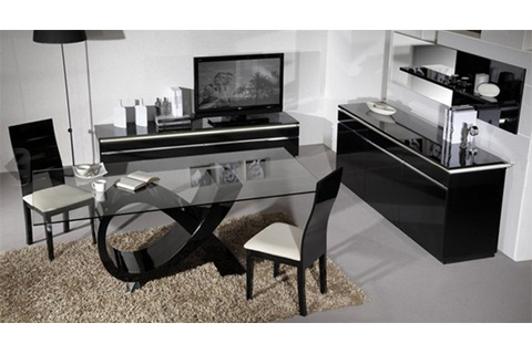 Elisa High Gloss Black 4 Seater Dining Table And Chairs