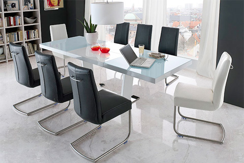 Room Set Dining Table And Chairs Flair PU Leather Dining Chair With Chrome Legs