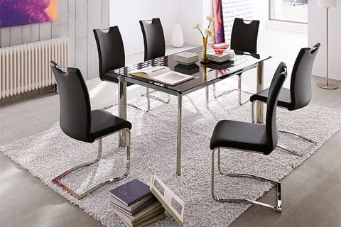 Room Set Dining Table And Chairs Koln Dining Chair In Grey Faux Leather With Chrome Legs